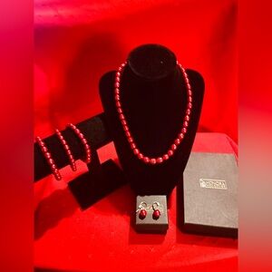 Honora Red Pearl Necklace Set
